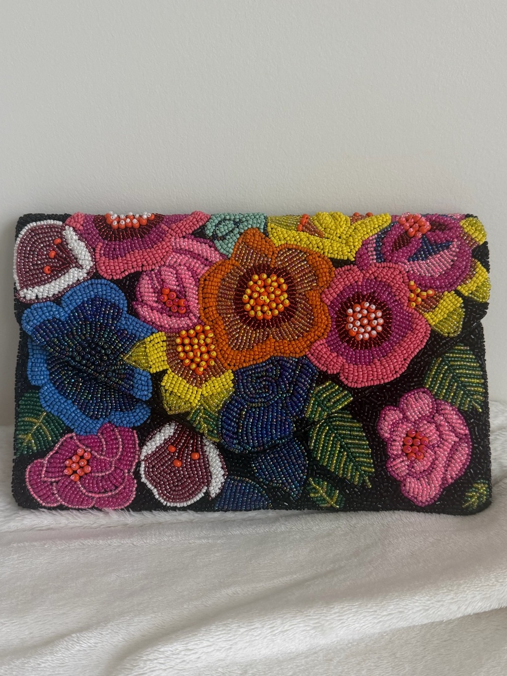 Beaded Floral Clutch Bag - Multi
